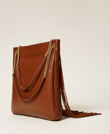 Leather bag with fringes Dark Hide Woman 212TD8010-04