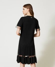 Midi dress with tulle inserts Black Woman 231LL22PP-03