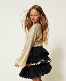 Tulle skirt with lace and sequins Black Child 222GJ2370-01