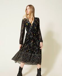 Long dress with floral logo print Oval T / Black Ramage Design Woman 222TT2531-01