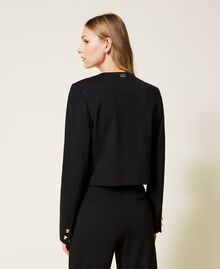 Mandarin collar jacket with studs Black Woman 221TP2663-03
