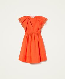 Short poplin dress with lace "Cherry Tomato” Orange Woman 221TT2131-0S