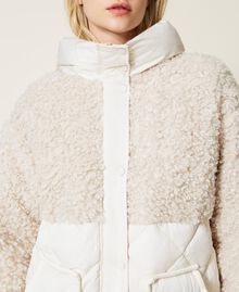 Quilted short jacket with faux fur Light Ivory Woman 222LI27HH-06