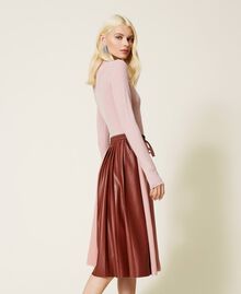 Pleated skirt with drawstring Two-tone “Burned” Brown / Misty Rose Woman 212LI2FAA-02