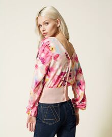 Jumper-cardigan with print "Hot Pink” Nuances Woman 221AT3220-04