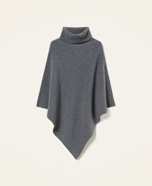 “Responsible” merino wool blend poncho Two-tone Chalk / Camel Woman 212TQ312D-0S