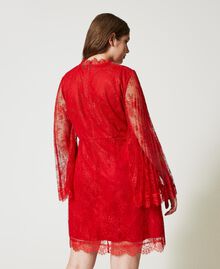 Kurzes Kleid aus Plisseespitze Rot Mohn Frau 231TP2693-03
