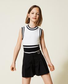 Trouser skirt with jewel logo Black Child 222GJ2160-01