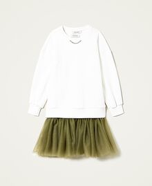 Scubakleid mit Unterkleid Zweifarbig Off White / „Cypress“-Grün Kind 222GJ2041-0S