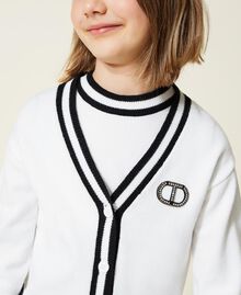 Cardigan and top with stripes Bicolour Off White / Black Child 222GJ307A-06