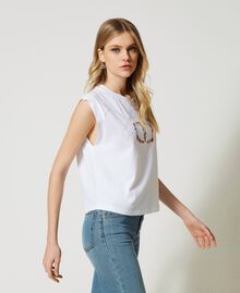 T-shirt with floral Oval T logo White Woman 231TP217B-02