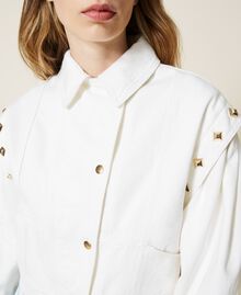 Bull jacket with studs White Denim Woman 221TP2090-06