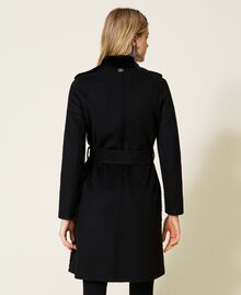 Wool blend coat with faux fur Black Woman 222TP2290-03