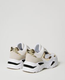 Colour block trainers Two-tone Optical White / Gold Woman 231ACP104-03