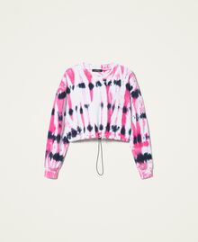 Cropped sweatshirt with tie-dye print Neon Pink Tie & Dye Woman 221AT256A-0S