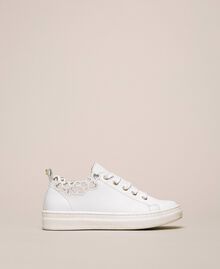 Sneakers in nappa con ricamo Bianco Bambina 201GCJ070-01