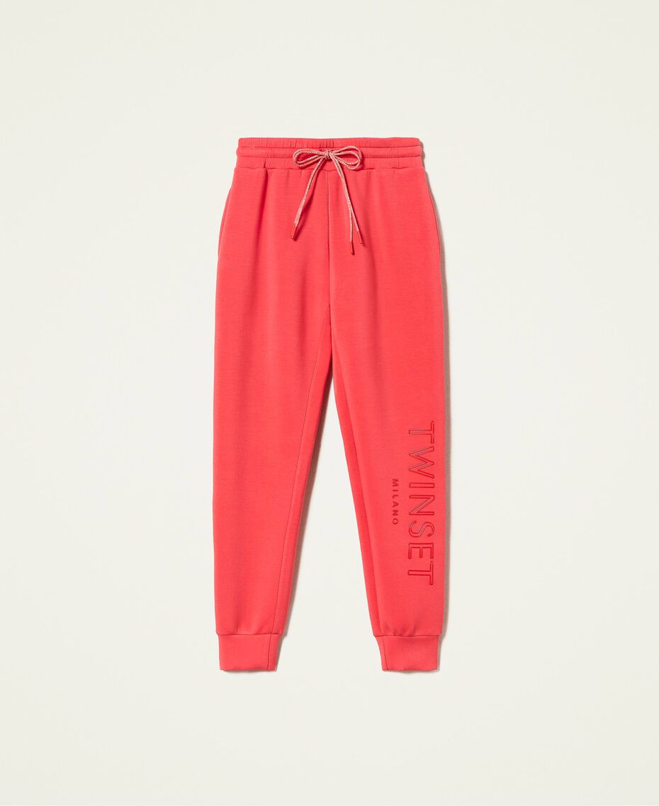 Pantalon de jogging en scuba avec logo Rouge « Coral Candy » Femme 212TT2091-0S
