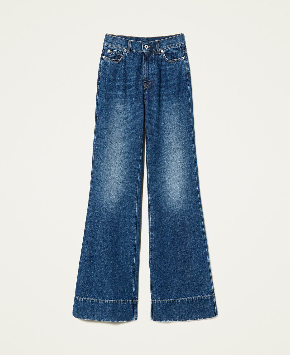 High-Waist-Jeans im Bell-Bottom-Fit Mittleres Denim Frau 222AP2670-0S