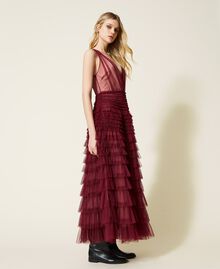 Long pleated tulle dress Grape Woman 222TP2112-04