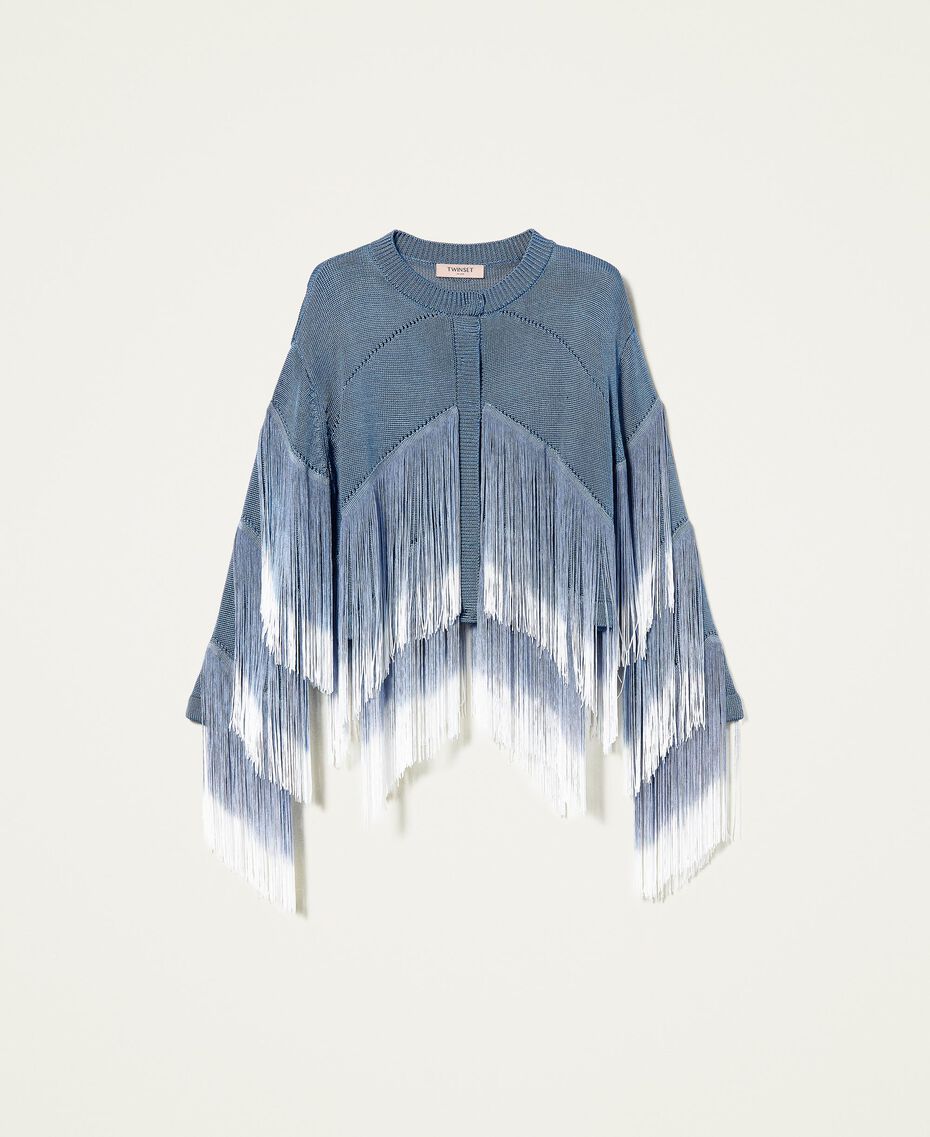 Cardigan with fadeout fringes Faded “Infinity” Light Blue Woman 221TT3010-0S