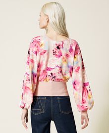 Jumper-cardigan with print "Hot Pink” Nuances Woman 221AT3220-07