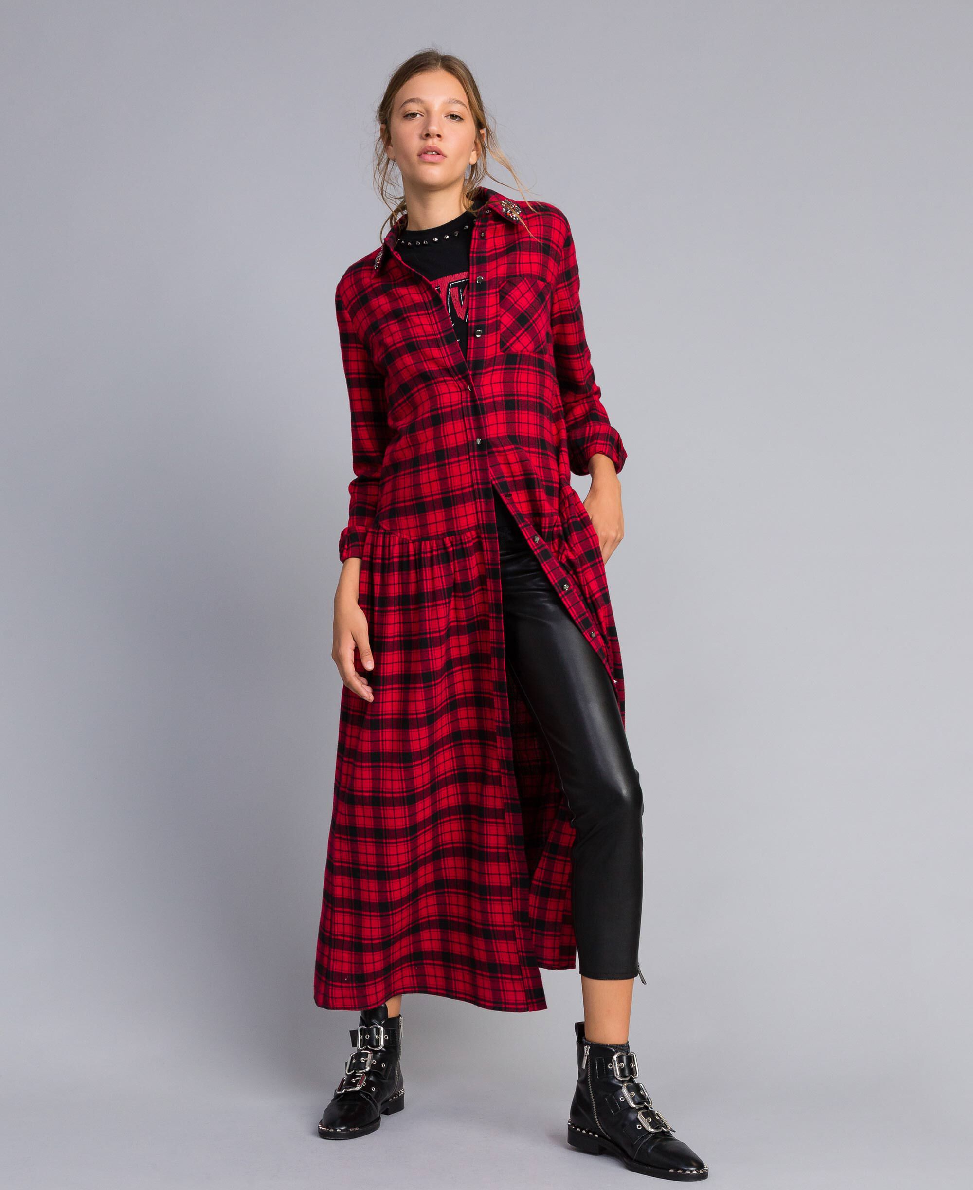 flannel dress with boots