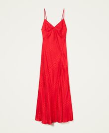 Long jacquard satin dress Poppy Red Woman 222TT2124-0S
