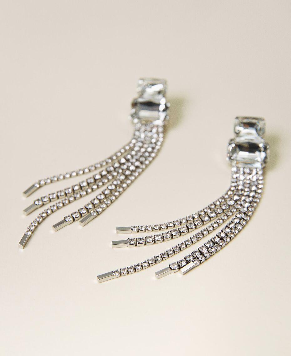 Earrings with rhinestones and fringes Crystal Woman 221TA4048-02
