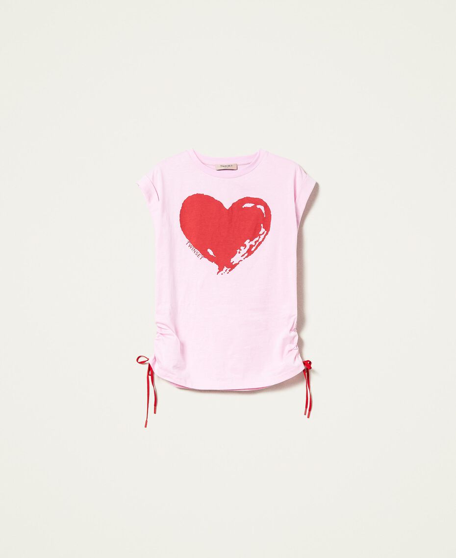 T-shirt con cuore e coulisse Giglio Donna 221TQ2082-0S