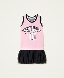 Knitted dress with logo and tulle Two-tone "Sunrise" Pink / Black Child 222GJ3191-0S