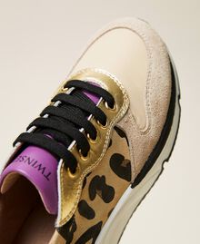 Zapatillas de running con estampado animal print Multicolor Oro / Estampado Maculado Mazapán / Wood Violet Niño 212GCJ090-02