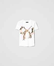 Regular t-shirt with removable bow "Papers" White Woman 231AP2301-0S