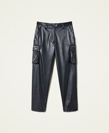 Leather-like cargo trousers Black Child 222GJ2032-0S