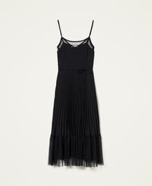Slip dress with pleated skirt Black Woman 221TQ2061-0S