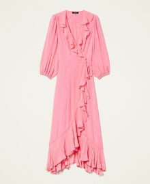 Long dress in crêpe de Chine "Hot Pink" Woman 221AT2506-0S