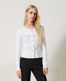 Openwork cardigan with logo White Snow Woman 231TP3052-01