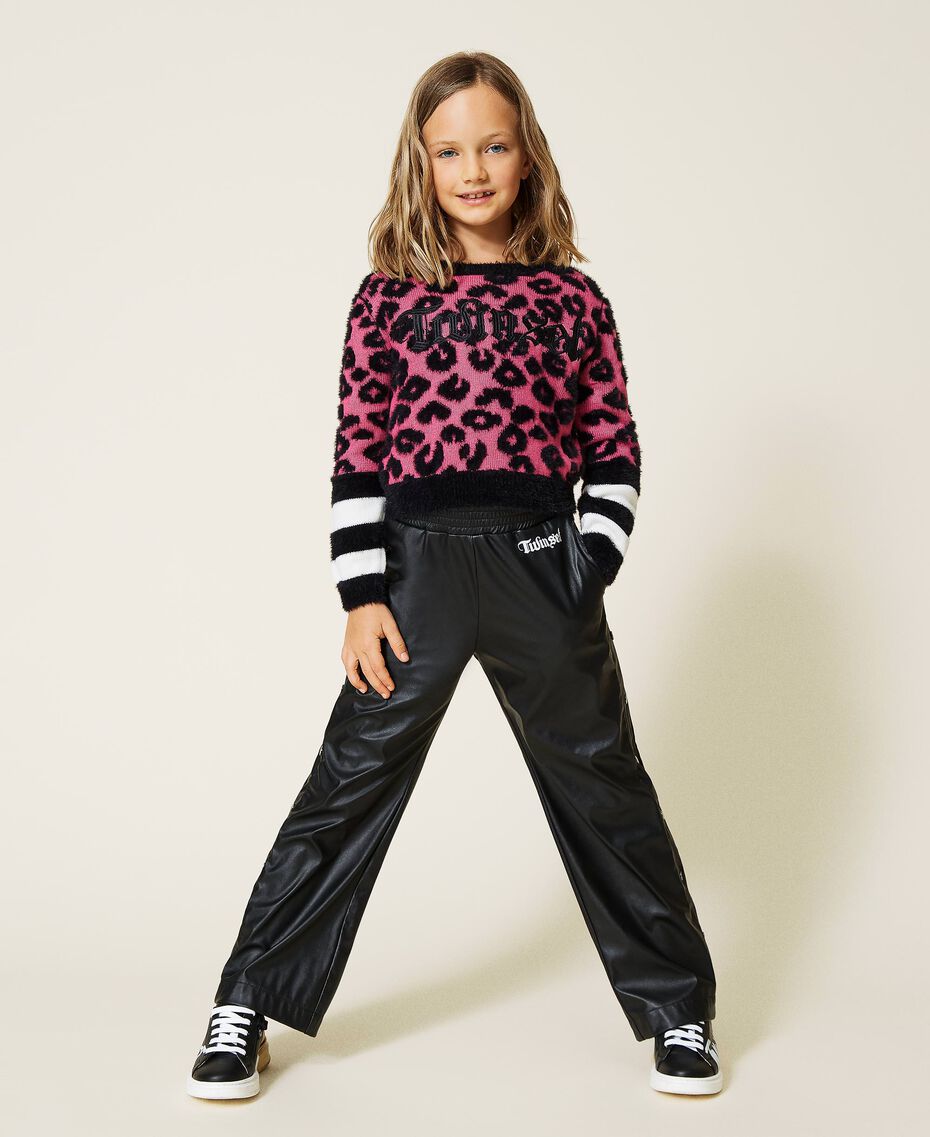 Trousers with logo and buttons Black Child 212GJ248D-02