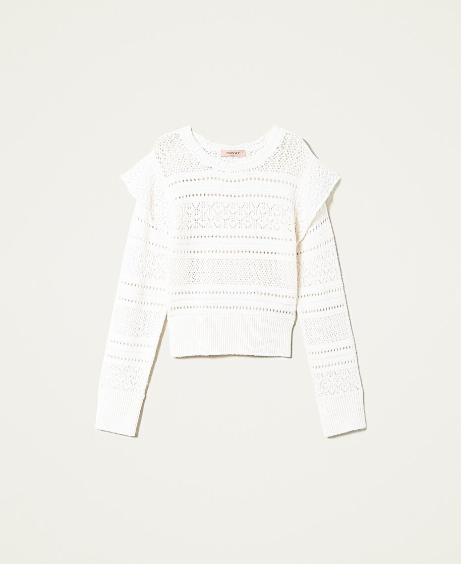 Openwork jumper with flounces White Snow Woman 222TP3224-0S