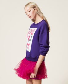 Boxy sweatshirt with print "Indigo" Purple Woman 222AP2153-03