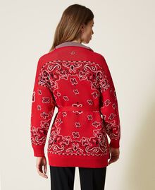 Jacquard cardigan with fringes "Fire Red" / Black / Lily Paisley Jacquard Woman 221TP3370-03