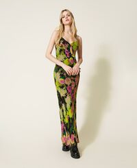 Long floral creponne dress
