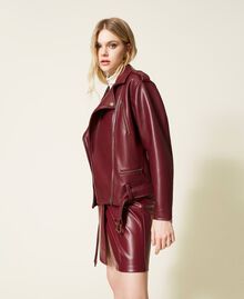 Leather-like biker jacket Grape Woman 222TP2300-02