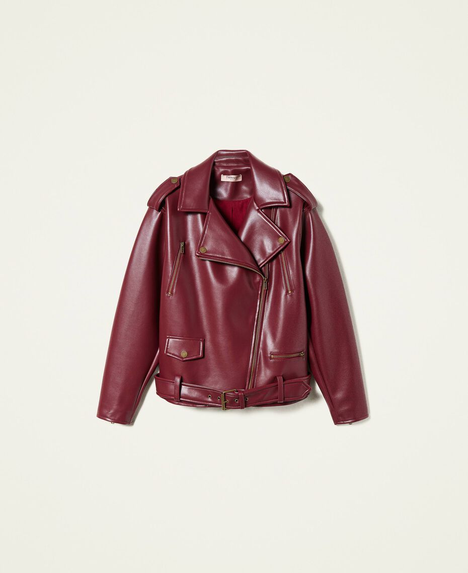 Leather-like biker jacket Grape Woman 222TP2300-0S