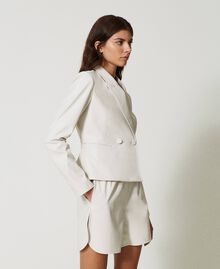 Leather-like fitted blazer “Pumice” White Woman 231AP2023-03
