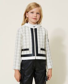 Lurex tweed hooded jacket Mother-of-Pearl Jacquard Child 222GJ226A-05