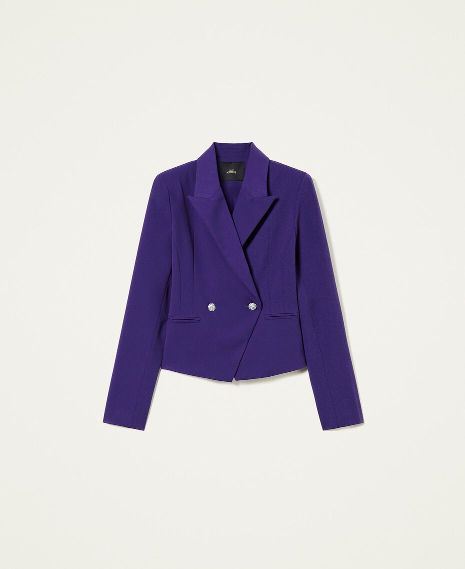 Double-breasted flannel blazer "Indigo" Purple Woman 222AP2760-0S