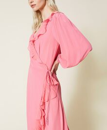 Long dress in crêpe de Chine "Hot Pink" Woman 221AT2506-04
