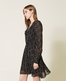 Short dress with floral logo print Flower / Black Oval T Design Woman 222TT2533-01