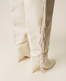 Leather high boots with fringes White Snow Woman 212TCP10G-02