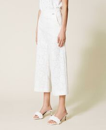 Pantalon cropped en macramé Blanc Neige Femme 221TP2035-03